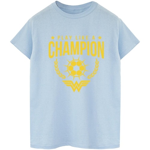 Abbigliamento Uomo T-shirts a maniche lunghe Dc Comics Wonder Woman Play Like A Champion Blu