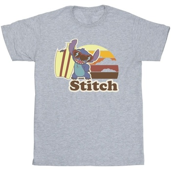 Abbigliamento Uomo T-shirts a maniche lunghe Disney Lilo And Stitch Bitten Surfboard Grigio