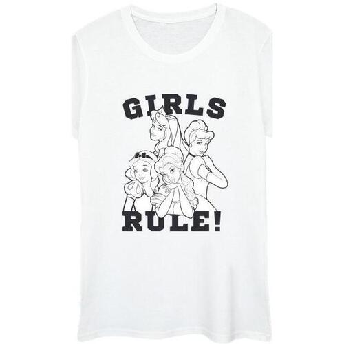 Abbigliamento Donna T-shirts a maniche lunghe Disney Princesses Girls Rule Bianco