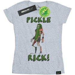Abbigliamento Donna T-shirts a maniche lunghe Rick And Morty Pickle Rick Grigio