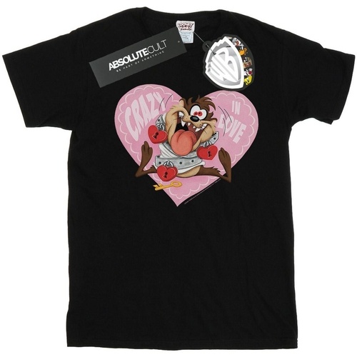 Abbigliamento Donna T-shirts a maniche lunghe Dessins Animés Taz Valentine's Day Crazy In Love Nero