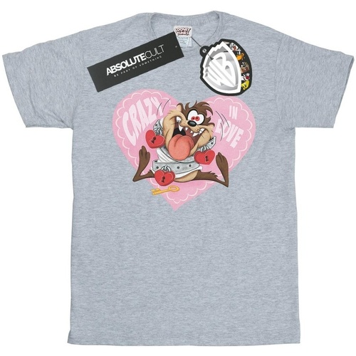 Abbigliamento Donna T-shirts a maniche lunghe Dessins Animés Taz Valentine's Day Crazy In Love Grigio