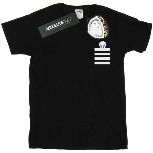 Abbigliamento Uomo T-shirts a maniche lunghe Dessins Animés Tweety Pie Striped Faux Pocket Nero
