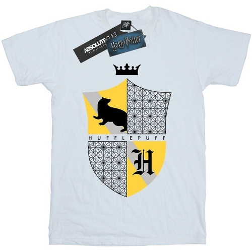 Abbigliamento Bambino T-shirt maniche corte Harry Potter Hufflepuff Shield Bianco