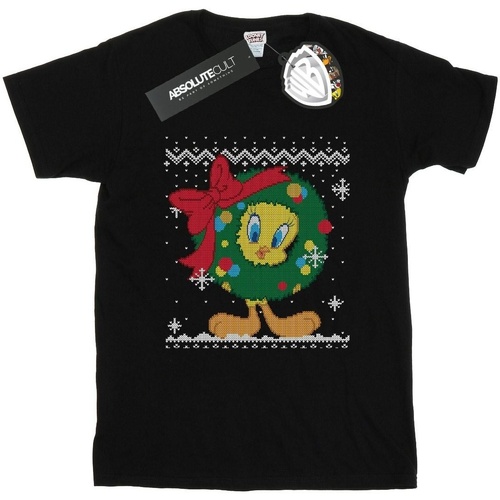 Abbigliamento Uomo T-shirts a maniche lunghe Dessins Animés Tweety Pie Christmas Fair Isle Nero