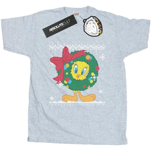 Abbigliamento Uomo T-shirts a maniche lunghe Dessins Animés Tweety Pie Christmas Fair Isle Grigio