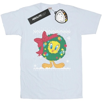 Abbigliamento Uomo T-shirts a maniche lunghe Dessins Animés Tweety Pie Christmas Fair Isle Bianco