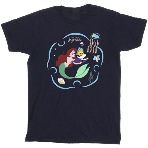 Abbigliamento Bambino T-shirt maniche corte Disney The Little Mermaid Reading A Book Blu