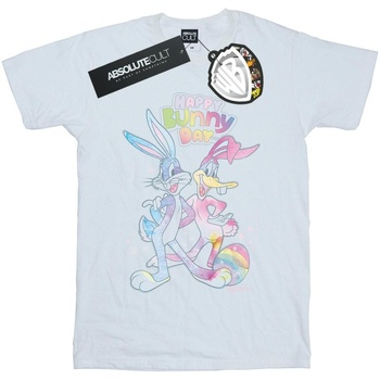 Abbigliamento Uomo T-shirts a maniche lunghe Dessins Animés Bugs And Daffy Happy Bunny Day Bianco