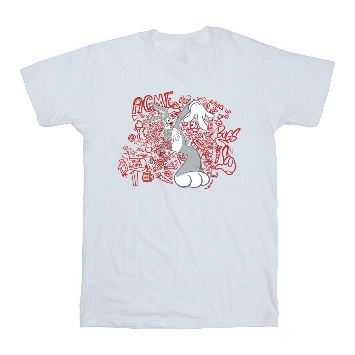 Abbigliamento Bambino T-shirt maniche corte Dessins Animés ACME Doodles Bugs Bunny Bianco