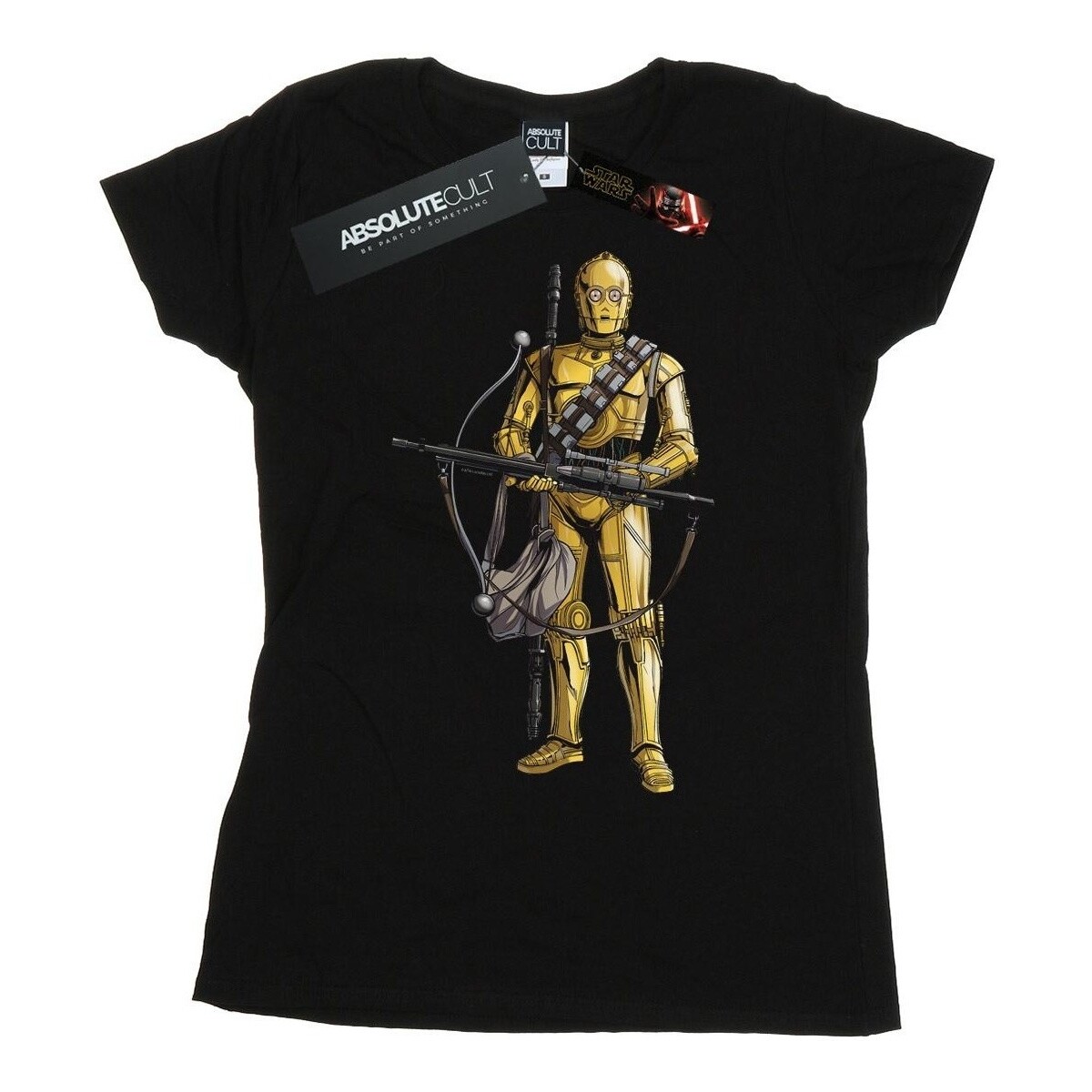 Abbigliamento Donna T-shirts a maniche lunghe Star Wars: The Rise Of Skywalker C-3PO Chewbacca Bow Caster Nero