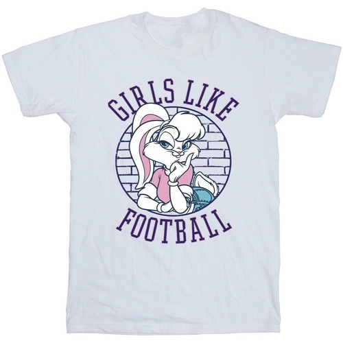 Abbigliamento Bambina T-shirts a maniche lunghe Dessins Animés Lola Bunny Girls Like Football Bianco