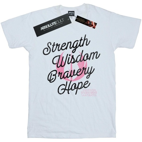 Abbigliamento Bambina T-shirts a maniche lunghe Star Wars: The Rise Of Skywalker Strength Wisdom Bravery Hope Bianco