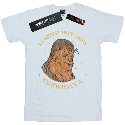 Abbigliamento Bambina T-shirts a maniche lunghe Star Wars: The Rise Of Skywalker Chewbacca First Resistance Crew Bianco