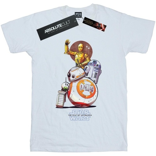 Abbigliamento Bambino T-shirt & Polo Star Wars: The Rise Of Skywalker Star Wars The Rise Of Skywalker Droids Illustration Bianco