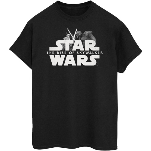 Abbigliamento Donna T-shirts a maniche lunghe Star Wars: The Rise Of Skywalker Star Wars The Rise Of Skywalker Rey And Kylo Battle Nero