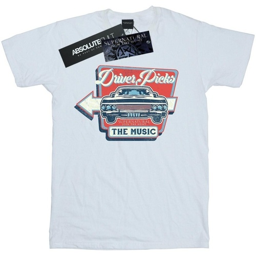 Abbigliamento Uomo T-shirts a maniche lunghe Supernatural Driver Picks The Music Bianco
