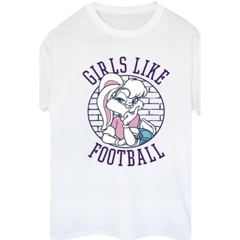 Abbigliamento Donna T-shirts a maniche lunghe Dessins Animés Lola Bunny Girls Like Football Bianco