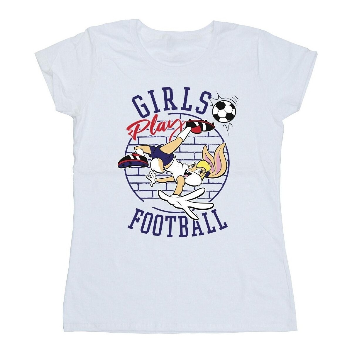 Abbigliamento Donna T-shirts a maniche lunghe Dessins Animés Lola Bunny Girls Play Football Bianco