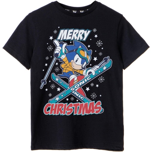Abbigliamento Bambino T-shirt maniche corte Sonic The Hedgehog Merry Christmas Nero