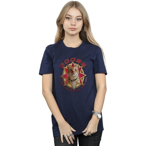 Abbigliamento Donna T-shirts a maniche lunghe Marvel Captain  Goose Cool Cat Blu