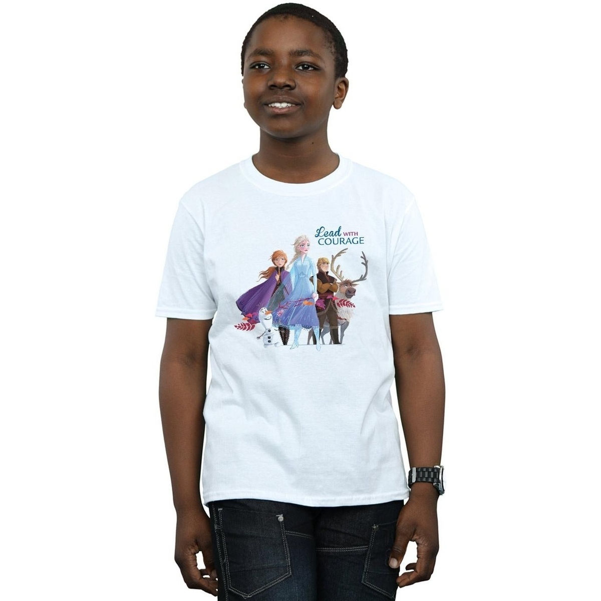 Abbigliamento Bambino T-shirt maniche corte Disney Frozen 2 Lead With Courage Bianco