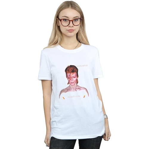 Abbigliamento Donna T-shirts a maniche lunghe David Bowie Aladdin Sane Version Bianco