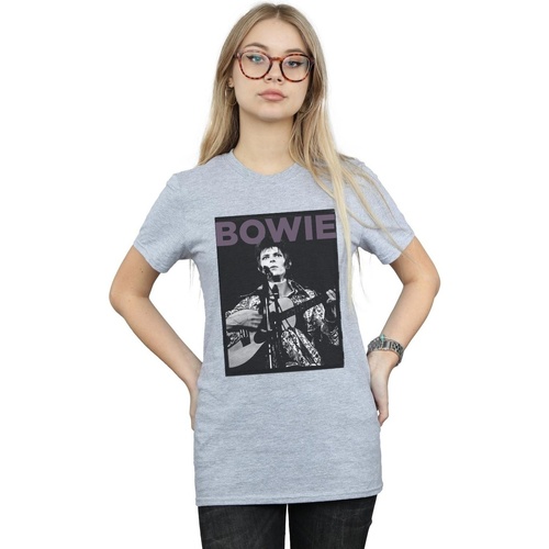Abbigliamento Donna T-shirts a maniche lunghe David Bowie Rock Poster Grigio