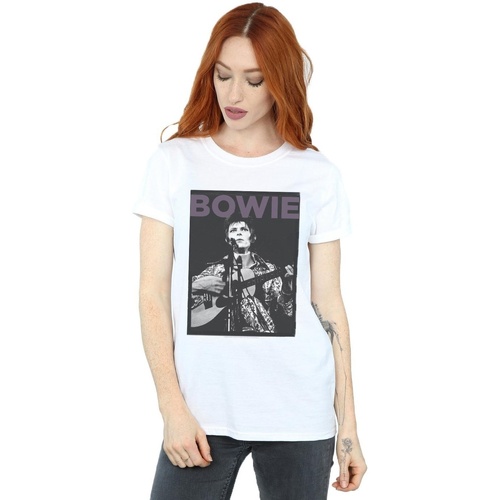Abbigliamento Donna T-shirts a maniche lunghe David Bowie Rock Poster Bianco