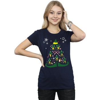 Abbigliamento Donna T-shirts a maniche lunghe Elf Christmas Tree Blu