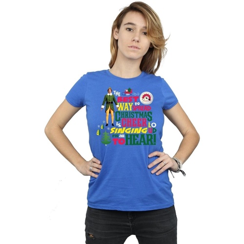 Abbigliamento Donna T-shirts a maniche lunghe Elf Christmas Cheer Blu