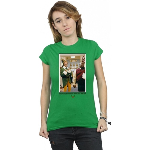 Abbigliamento Donna T-shirts a maniche lunghe Elf OMG Santa Photo Verde