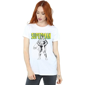 Abbigliamento Donna T-shirts a maniche lunghe Dc Comics Superman Mono Action Pose Bianco