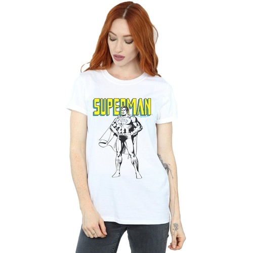 Abbigliamento Donna T-shirts a maniche lunghe Dc Comics Superman Mono Action Pose Bianco
