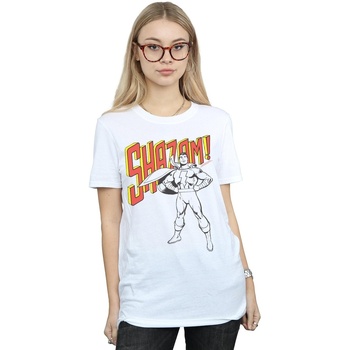 Abbigliamento Donna T-shirts a maniche lunghe Dc Comics Shazam Mono Action Pose Bianco
