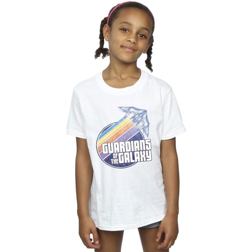 Abbigliamento Bambina T-shirts a maniche lunghe Guardians Of The Galaxy Badge Rocket Bianco