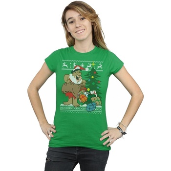Abbigliamento Donna T-shirts a maniche lunghe The Flintstones Christmas Fair Isle Verde