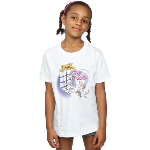 Abbigliamento Bambina T-shirts a maniche lunghe Animaniacs Pinky And The Brain Take Over The World Bianco