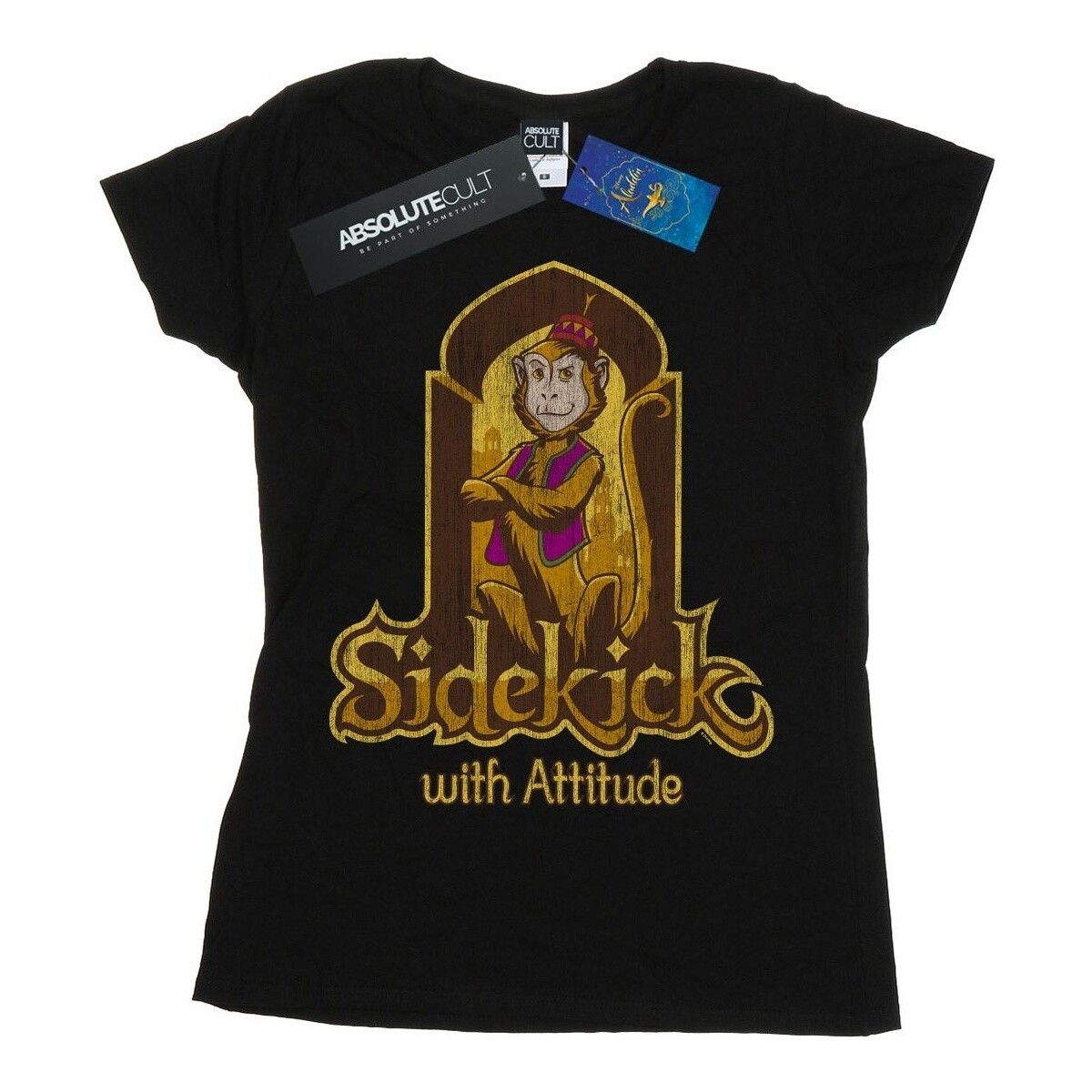Abbigliamento Donna T-shirts a maniche lunghe Disney Aladdin Movie Abu Sidekick With Attitude Nero