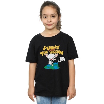 Abbigliamento Bambina T-shirts a maniche lunghe Animaniacs The Brain World Domination Nero
