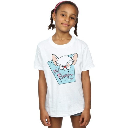 Abbigliamento Bambina T-shirts a maniche lunghe Animaniacs The Brain Mugshot Bianco