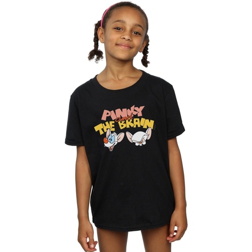 Abbigliamento Bambina T-shirts a maniche lunghe Animaniacs Pinky And The Brain Heads Nero