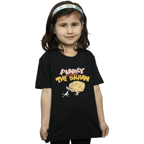 Abbigliamento Bambina T-shirts a maniche lunghe Animaniacs Pinky And The Brain Cheese Head Nero