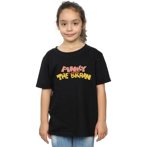 Abbigliamento Bambina T-shirts a maniche lunghe Animaniacs Pinky And The Brain Logo Nero