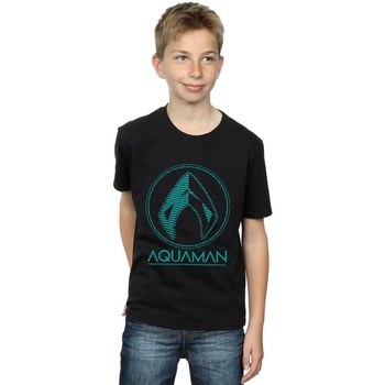 Abbigliamento Bambino T-shirt maniche corte Dc Comics Aquaman Aqua Logo Nero