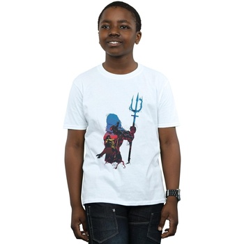 Abbigliamento Bambino T-shirt maniche corte Dc Comics Aquaman Battle Silhouette Bianco