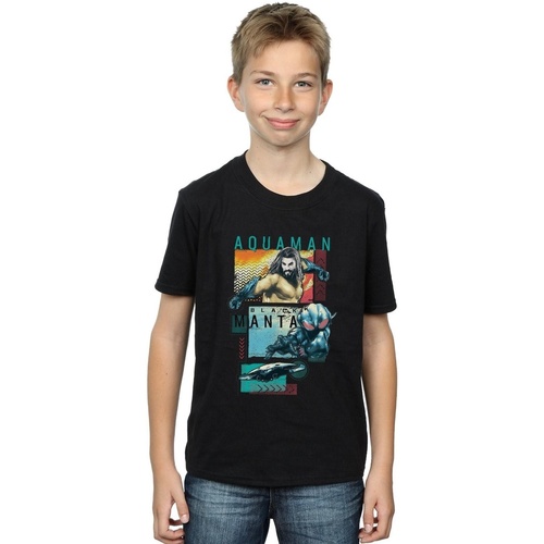 Abbigliamento Bambino T-shirt maniche corte Dc Comics Aquaman Character Tiles Nero
