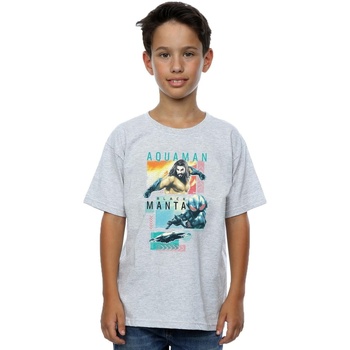 Abbigliamento Bambino T-shirt maniche corte Dc Comics Aquaman Character Tiles Grigio
