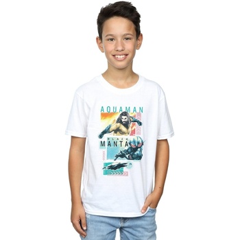 Abbigliamento Bambino T-shirt maniche corte Dc Comics Aquaman Character Tiles Bianco