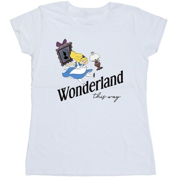 Abbigliamento Donna T-shirts a maniche lunghe Disney Alice In Wonderland This Way Bianco